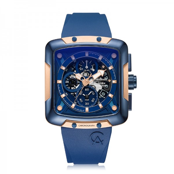 Alexandre Christie AC 3039 Rosegold Blue Rubber New GCRURBU